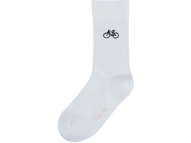 MELA MELA Gerippte Socken mit Stickerei, 1er Pack, Weiß / bike, – Produktbild 1 von 2