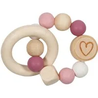 Goki goki Greifling Elastik Herz mit Beißring, bunt lackiert Durchmesser 9 cm, Rosa, mehrfarbig, – Produktbild 1 von 1