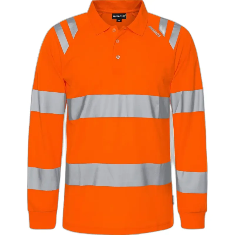 Fristads Langarm-Poloshirt mit hoher Sichtbarkeit Fristads Classe 3 7864 GPST, Orange, – Produktbild 2 von 2