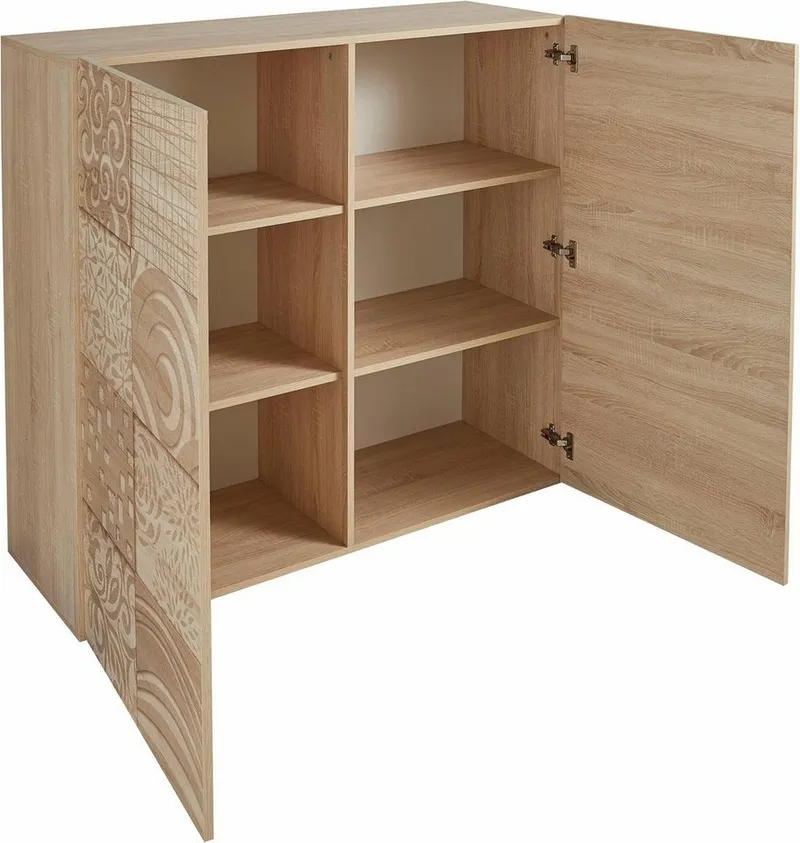 Home affaire Highboard Miro, Breite 121 cm mit dekorativem Siebdruck, Beige, – Produktbild 5 von 5