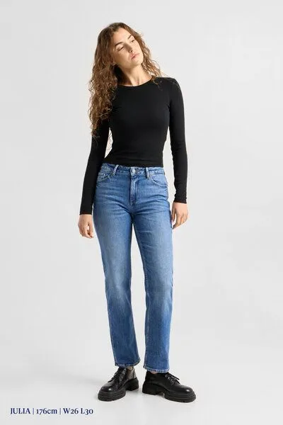 DAWN DAWN Jeans MORNING Regular Straight Mid Waist Low Stretch, Medium blue, – Produktbild 5 von 7