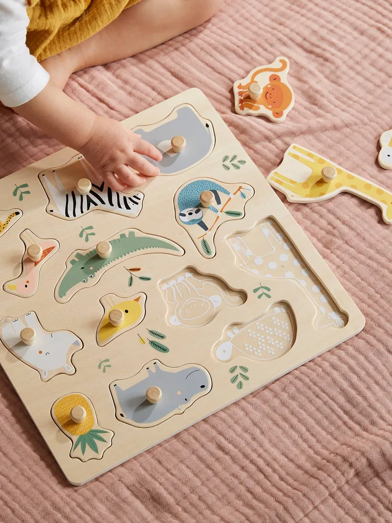 Vertbaudet Baby Steckpuzzle DSCHUNGEL, Mehrfarbig, – Produktbild 2 von 4