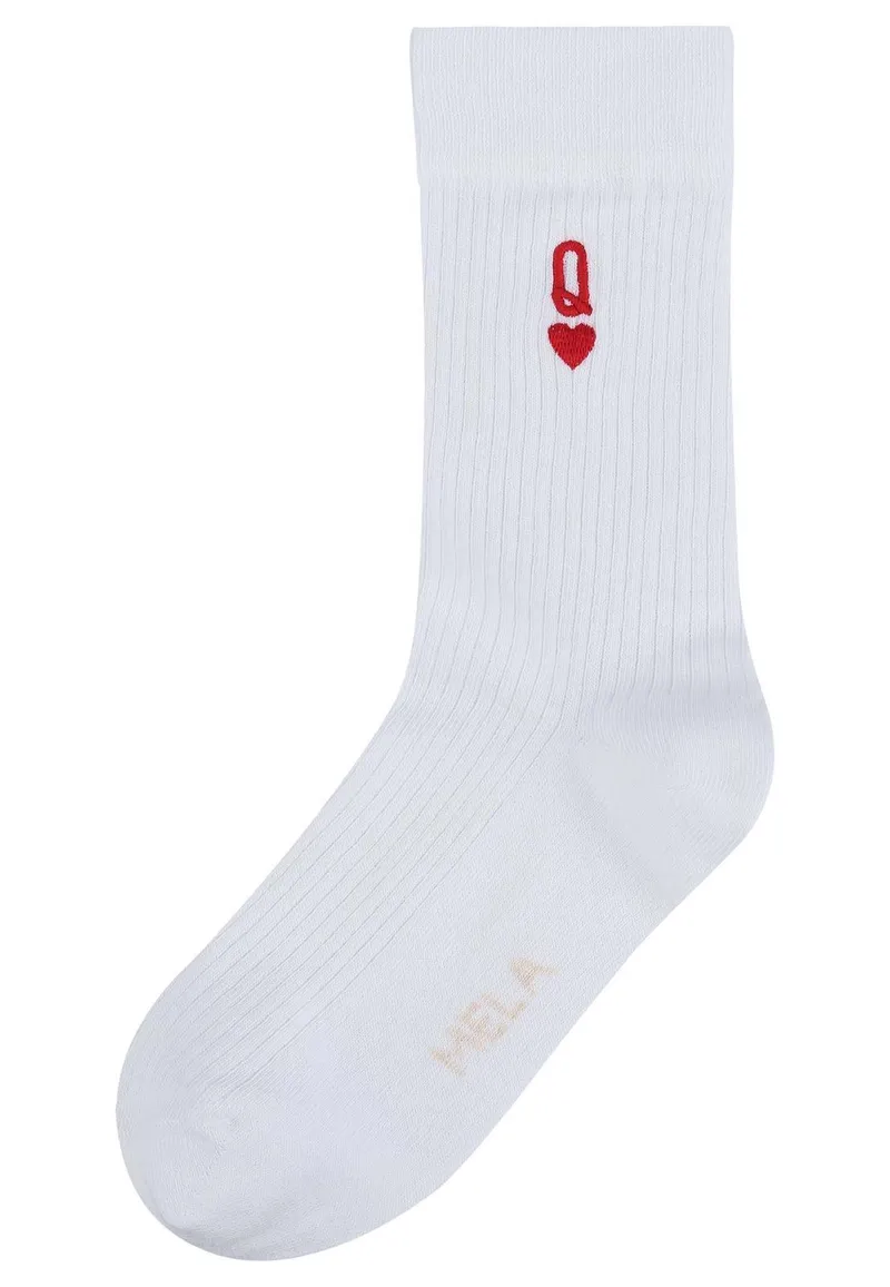 MELA MELA Gerippte Socken mit Stickerei, 1er Pack, Weiß/queen, – Produktbild 1 von 1