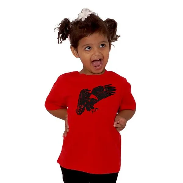 HANDGEDRUCKT HANDGEDRUCKT "Weißkopfseeadler" Unisex Kinder-T-Shirt, Red, – Produktbild 1 von 2