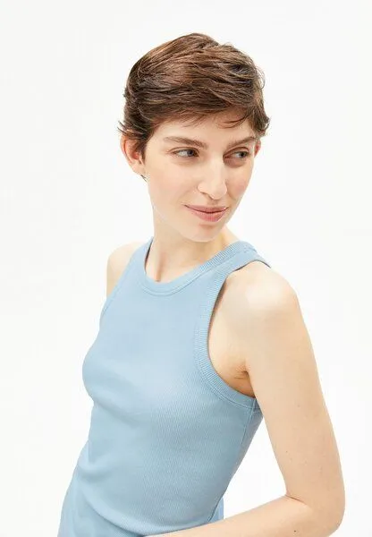 ARMEDANGELS ARMEDANGELS KANITAA Damen Ripp-Top aus Bio-Baumwoll Mix, Blue glow, – Produktbild 3 von 4