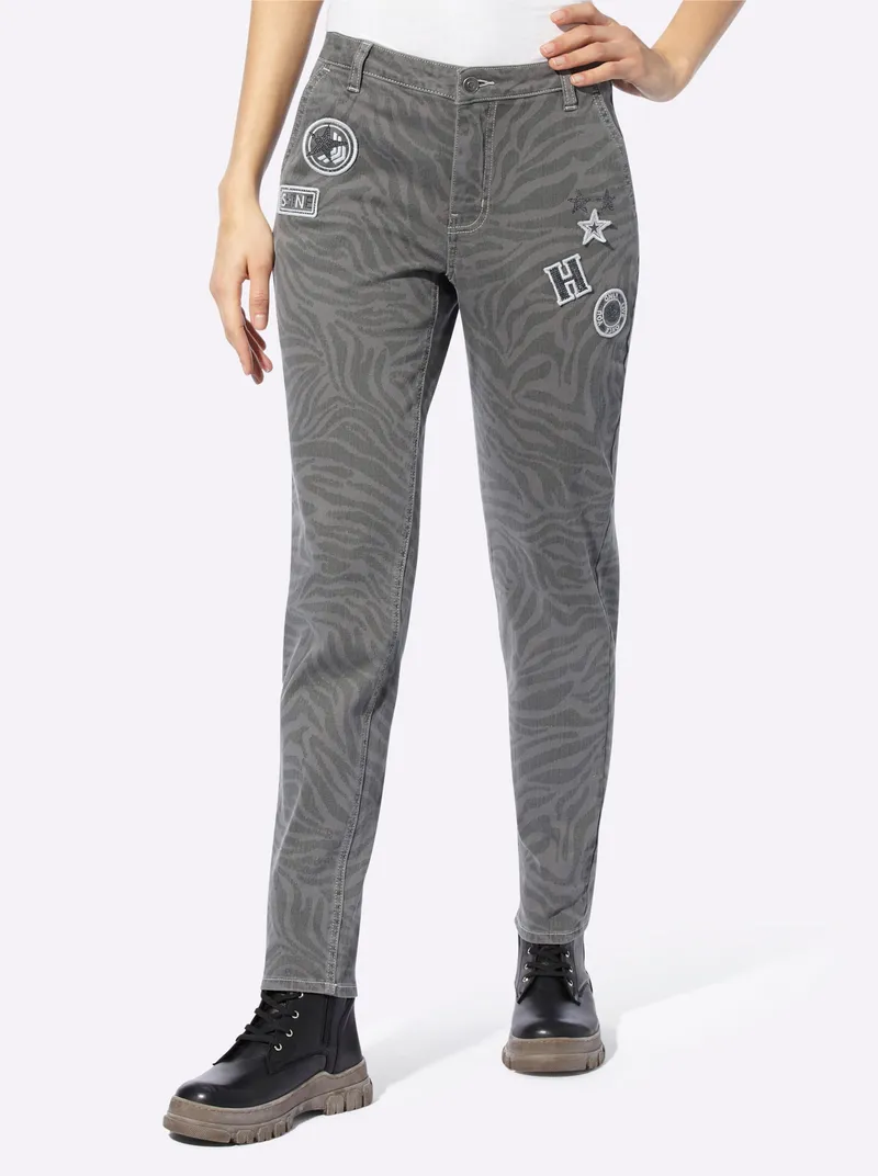 heine Hose, Anthrazit-graphit-bedruckt, – Produktbild 1 von 3