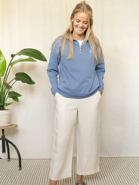 FUXBAU FUXBAU Frauen fux Half Zip Sweater, Hellblau, – Produktbild 4 von 4