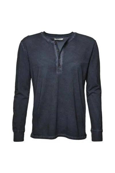 Wunderwerk Wunderwerk Herren Langarmshirt aus Bio-Baumwolle "Henley male 1/1 mal tinto", Dunkelblau (old navy 695), – Produktbild 2 von 4
