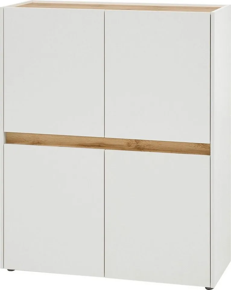 Home affaire Highboard City/Giron, moderner Schrank, Kommode, Stauraumschrank, Hochschrank, zeitlos, modern, ausreichend Stauraum, vielseitig einsetzbar, Weiß, – Produktbild 3 von 5