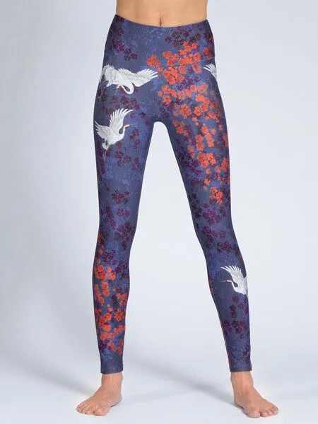 Magadi Magadi Yoga Leggings HAPPY BIRDS aus Komfort-Stretch mit Tasche, Blau, – Produktbild 1 von 4