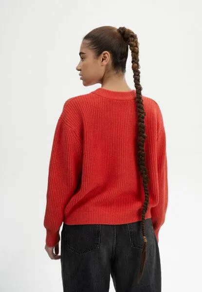 MELA MELA Rippstrick Pullover ADAH aus 100% Bio-Baumwolle, Red apple melange, – Produktbild 3 von 4