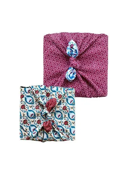 FabRap Gift Wrap FabRap Gift Wrap Wiederverwendbare Geschenkverpackung Furoshiki (doppelseitig), Teal & cherry, – Produktbild 2 von 4