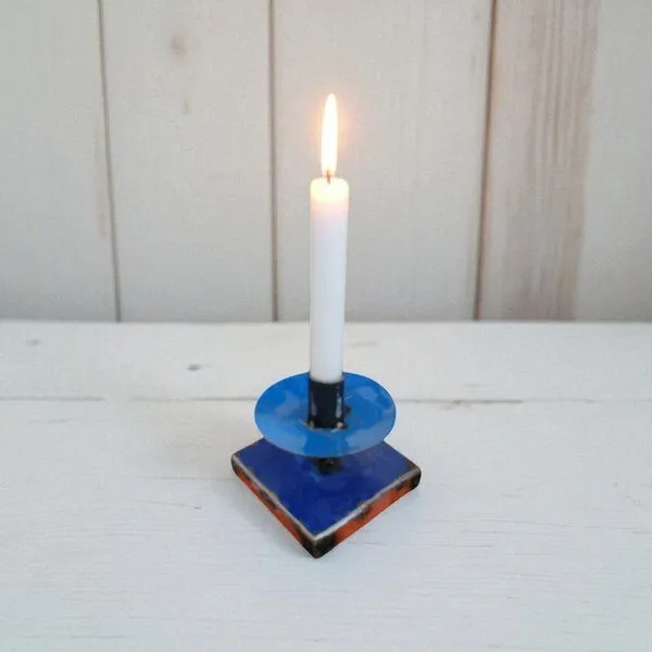 Moogoo Creative Africa Moogoo Creative Africa Kerzenständer aus recycelten Ölfässern | Industrial Design Upcycling Kerzenhalter, Blauvariationen, – Produktbild 1 von 2
