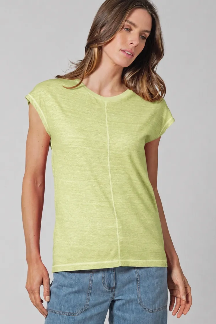 HempAge Hempage Damen vegan T-Shirt Mit Ziernähten Bambusgrün, Grün, – Produktbild 2 von 2