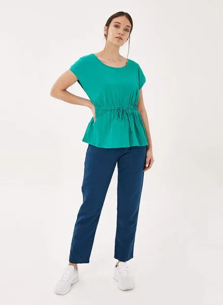ORGANICATION ORGANICATION T-Shirt aus Bio-Baumwolle mit Leinen, Emerald, – Produktbild 2 von 4