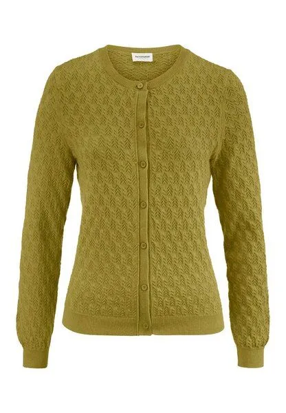 hessnatur hessnatur Strick Jacke Regular aus Bio-Baumwolle und Schurwolle, Sommermoos, – Produktbild 3 von 4