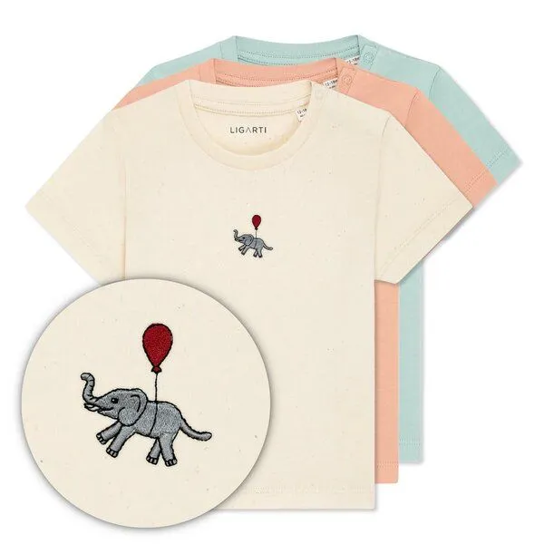 LIGARTI LIGARTI Babyshirt - Tuffi der Elefant, Pfirsich, – Produktbild 3 von 3