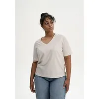 MELA V-Neck T-Shirt Style ANKITA | von MELA | Fairtrade & GOTS zertifiziert, Cream melange, – Produktbild 1 von 1