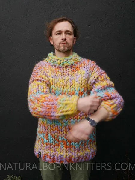 PANAPUFA PANAPUFA 100% Merino mehrfarbig Männerpullover Grobstrick – Produktbild 3 von 3