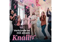 Praknu Konfetti Gender Reveal Konfetti Kanone - 2 Rosa & 2 Blau, FSC Konfetti, Einfach & Sicher zu Bedienen – Produktbild 1 von 1