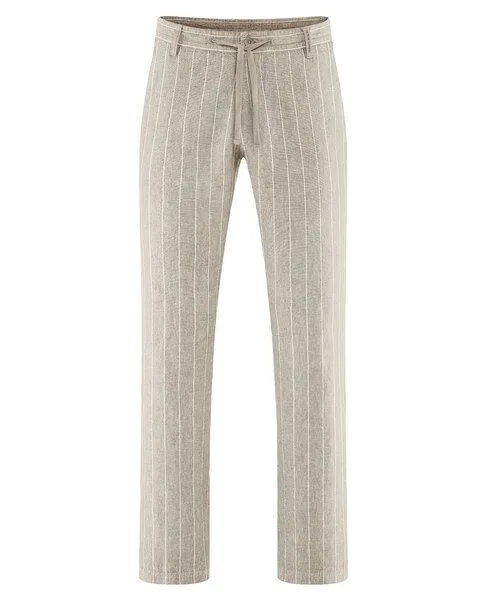 HempAge HempAge Gestreifte Männerhose Hanf/Biobaumwolle, Distel(beige), – Produktbild 2 von 4
