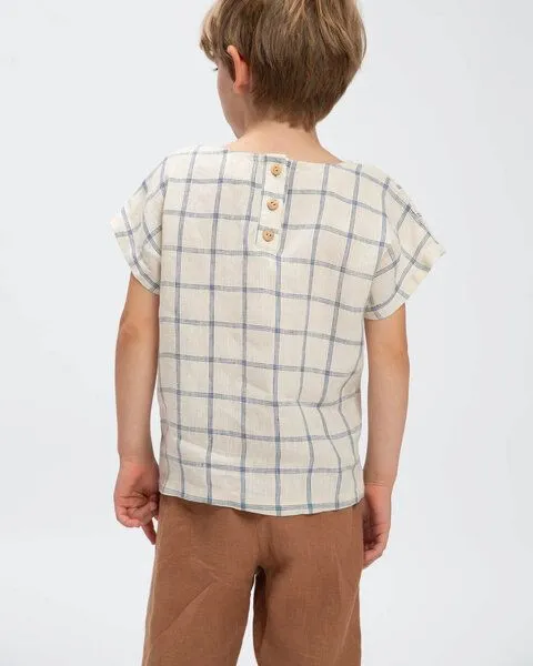 MATONA Matona Lockeres Leinen T-Shirt für Kinder / Easy T-Shirt, Blue net, – Produktbild 2 von 4