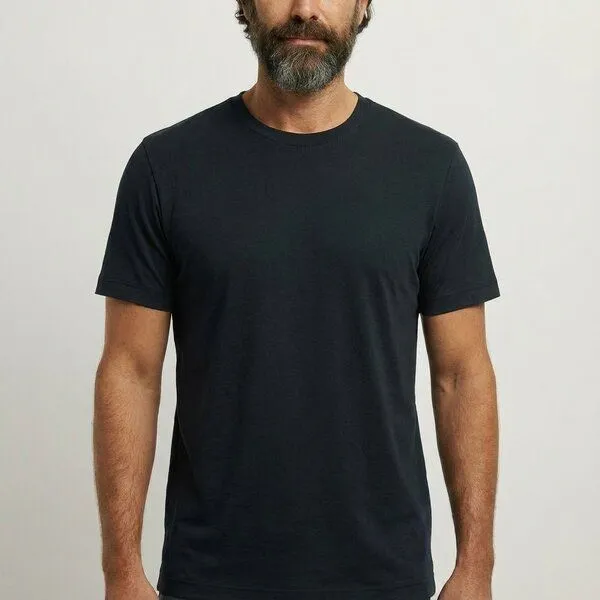 YTWOO YTWOO Basic Herren T-Shirt aus gekämmter Bio-Baumwolle, Schwarz, – Produktbild 2 von 4