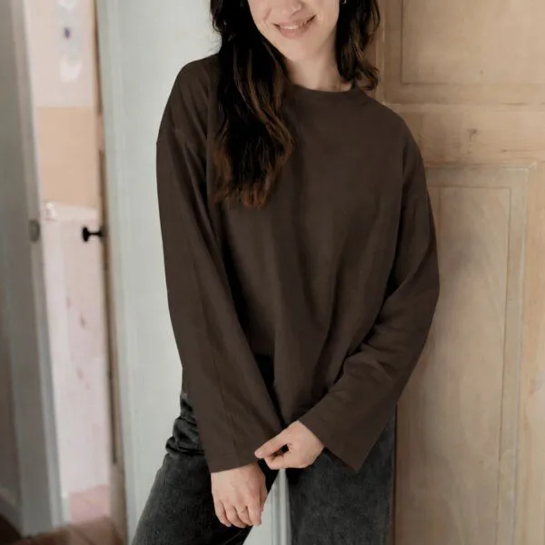 NORDLICHT NORDLICHT Oversize Langarmshirt Pien, Braun, – Produktbild 3 von 4
