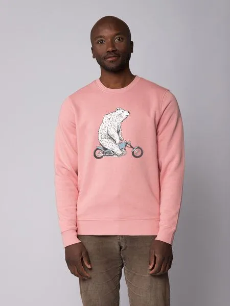watapparel watapparel Sweatshirt Unisex Bär auf Bike, Canyon pink, – Produktbild 2 von 4
