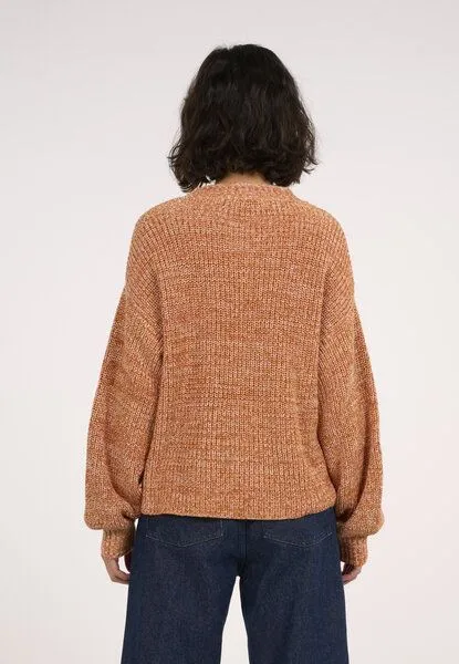 KnowledgeCotton Apparel KnowledgeCotton Apparel Strickpullover - Crew Neck - aus Bio-Baumwolle, Orange (desert sun), – Produktbild 3 von 4