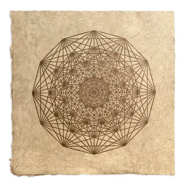 Veskor Cassiopeia Veskor Cassiopeia DEMIHEPTERAKT Heilige Geometrie Linoldruck | 40 × 40 cm | Kupfer auf Rosenholz – Produktbild 1 von 4