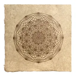 Veskor Cassiopeia Veskor Cassiopeia DEMIHEPTERAKT Heilige Geometrie Linoldruck | 40 × 40 cm | Kupfer auf Rosenholz – Produktbild 1 von 1