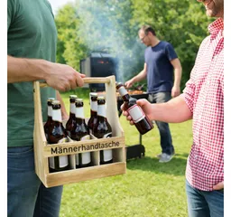 Kesper Kesper Flaschenträger Männerhandtasche, geflammt, Sperrholz, FSC (1-St), mit Flaschenöffner – Produktbild 1 von 1