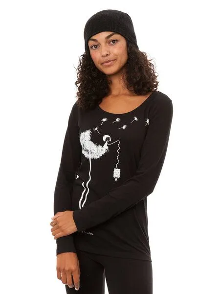 FellHerz FellHerz Damen Longsleeve Pusteblume Bio Fair, Black (schwarz), – Produktbild 4 von 4