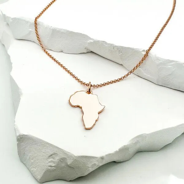 MOANINA MOANINA Kette Afrika Kontinent - 925 Silber/18k Gold Vermeil - 3 Längen, Rose, – Produktbild 1 von 4