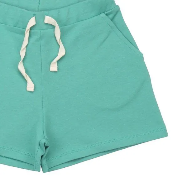 Walkiddy Kinder Shorts GOTS zertifiziert, Bio-Baumwolle, mintgrün, „Green Spruce“, weich, Bund mit Kordelzug – Walkiddy, Grün, – Produktbild 2 von 2