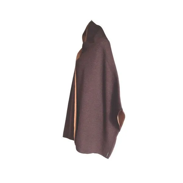 austriandesign.at austriandesign.at MantelCape reversibel aus extrafeiner Merinowolle, Rotbraun/honig, – Produktbild 2 von 3