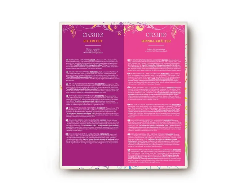 Creano Tee Bio Früchte- Kräutertee 27er Geschenkset „ORGANIC HERBAL TEA“*, 1 x 27 St. (27 Bio-Teebeutel) – Produktbild 3 von 5