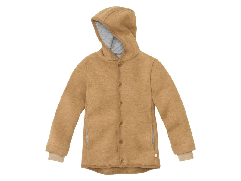 Disana Disana Kinder Jacke mit Kapuze Bio-Merinowolle Walk karamell Gr. 110/116, Braun, – Produktbild 1 von 2