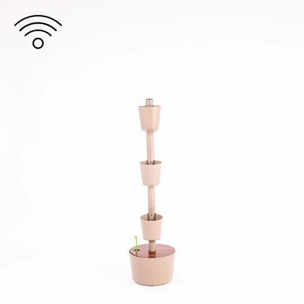 CitySens CitySens Vertikaler Blumentopf mit Wifi-Selbstbewässerung 3 Blumentöpfe, Rinde-teak, – Produktbild 3 von 4