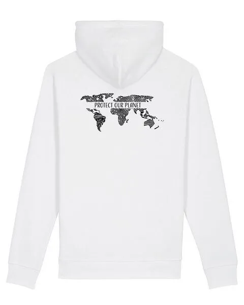 Human Family Human Family Bio Unisex Hoodie - "Shelter - Protect our Planet", Weiss, – Produktbild 3 von 4