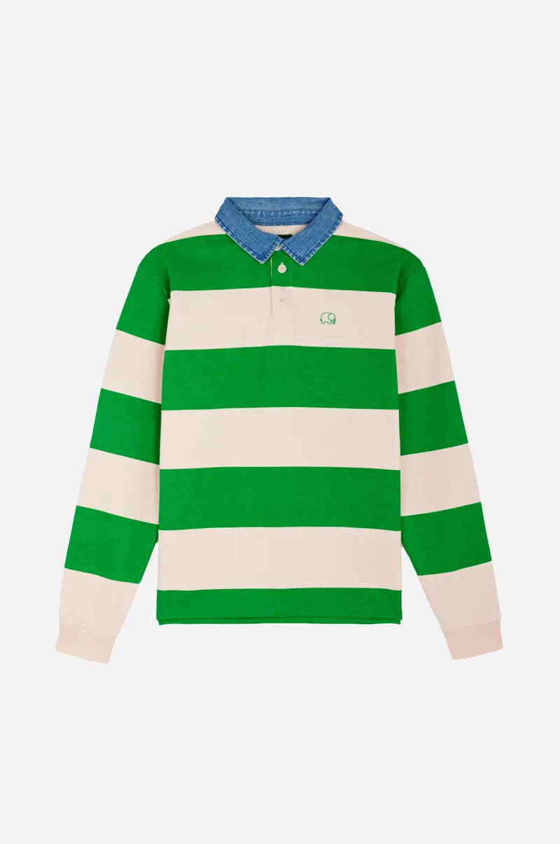 Trendsplant Trendsplant Herren vegan Pullover Yard Rugby Polo, Fern Green/Cloud Pink, Grün, – Produktbild 1 von 2