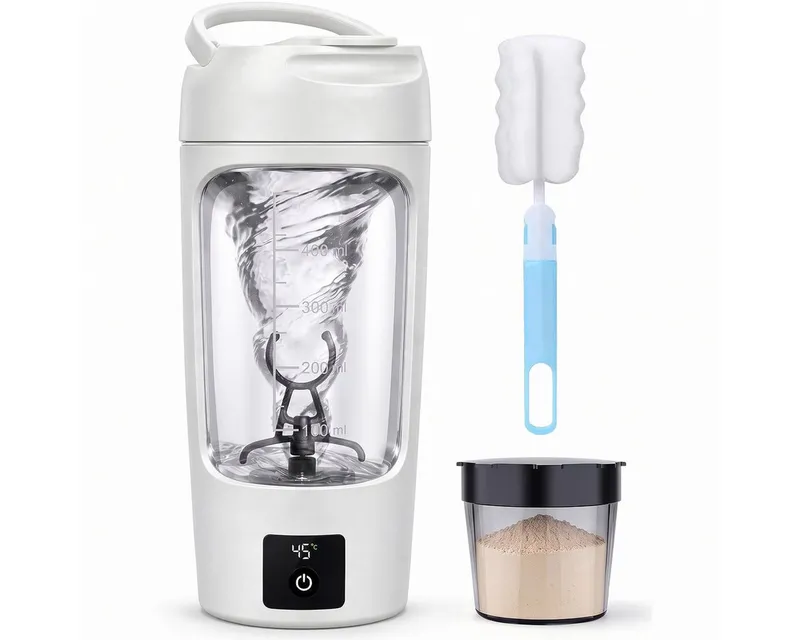 Vashoy Elektrischer Shaker 700 ML Shaker mit Pulverfach, BPA-frei, USB-C, LED-Temperaturanzeige, 7,4 W, Eiweiß Shaker Elektrisch für Potein Pulver und Milchshake, Led weiß, – Produktbild 1 von 5