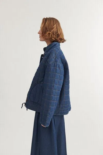 Basic Apparel Basic Apparel Bine Denim-Steppjacke, Blau, – Produktbild 2 von 4