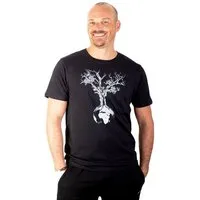 Life Tree Life-Tree Shirt aus Biobaumwolle Fairwear für Herren "Weltenbaum" in Washed Green/Black/White, Schwarz, – Produktbild 1 von 1