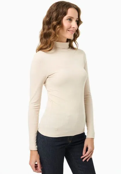 ORGANICATION ORGANICATION Rollkragenshirt aus Bio-Baumwolle, Stone, – Produktbild 3 von 4