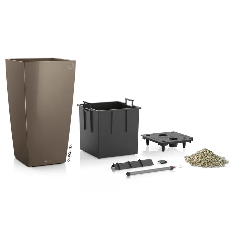 Lechuza® Lechuza® 'Cubico 30', taupe, ca. 30 x 30 x H 56 cm, Braungrau, – Produktbild 1 von 1