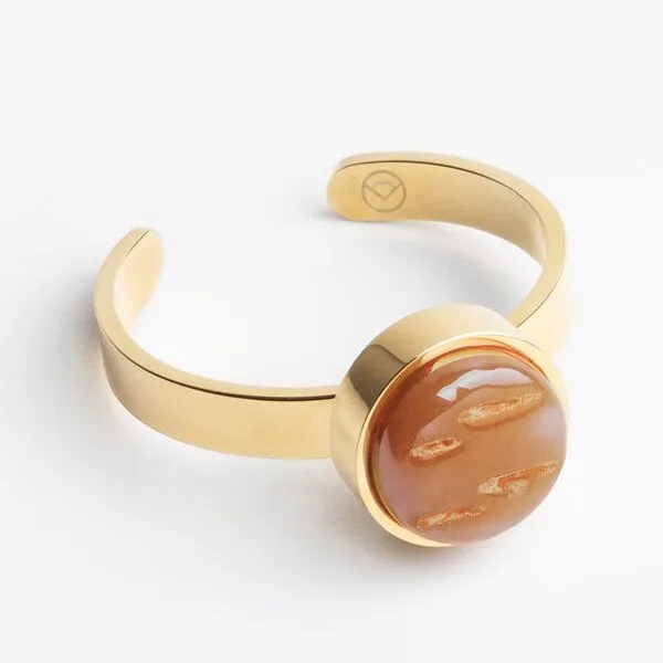 ALEXASCHA ALEXASCHA Größenverstellbarer Ring mit Stein | Goldring, Nussbraun, – Produktbild 1 von 4