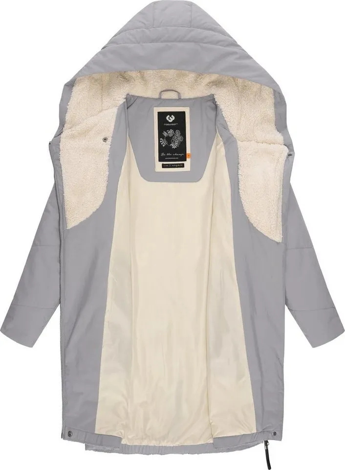 ragwear ragwear Wintermantel Gordon Long gesteppter Winterparka mit asymmetrischem Kragen, Grau, – Produktbild 1 von 5