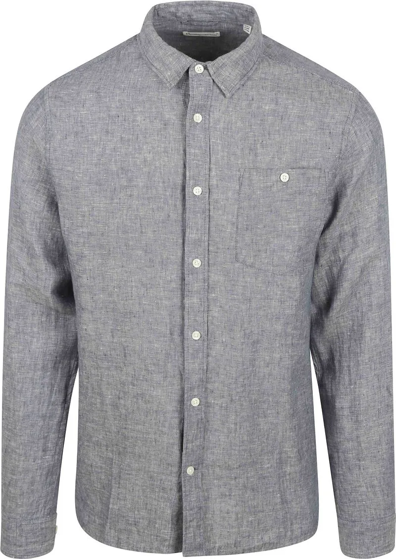 KnowledgeCotton Apparel KnowledgeCotton Apparel Hemd Leinen Vintage Indigo - Größe L, Blau, – Produktbild 2 von 3